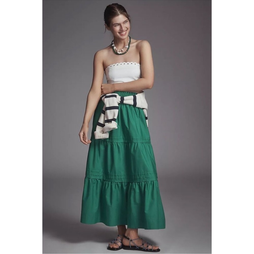 NWT! Anthropologie Hunter Green Somerset Maxi Skirt 🩶🍁 - Picture 2 of 3
